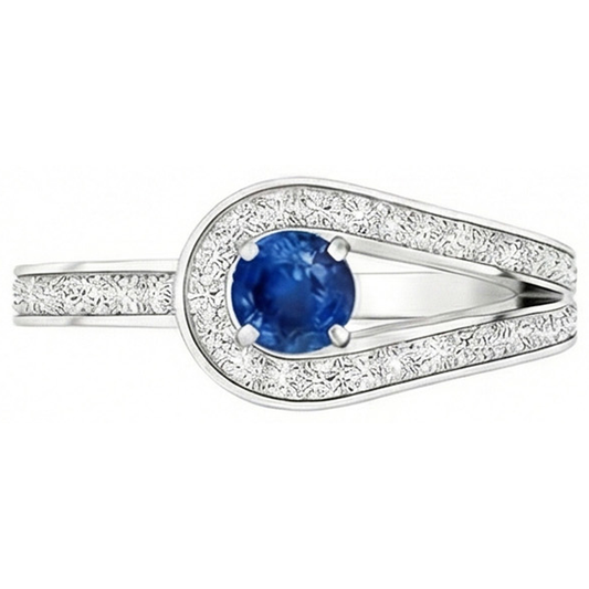 natural round sapphire 3.40ct ring side angle