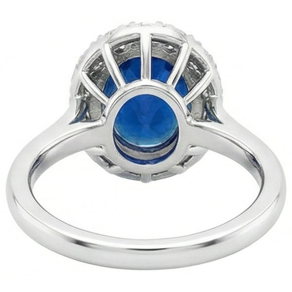 3.40 Ct Sri Lankan Sapphire And Natural Earth Mined DIAMOND ( NOT LAB GROWN )s Engagement Ring