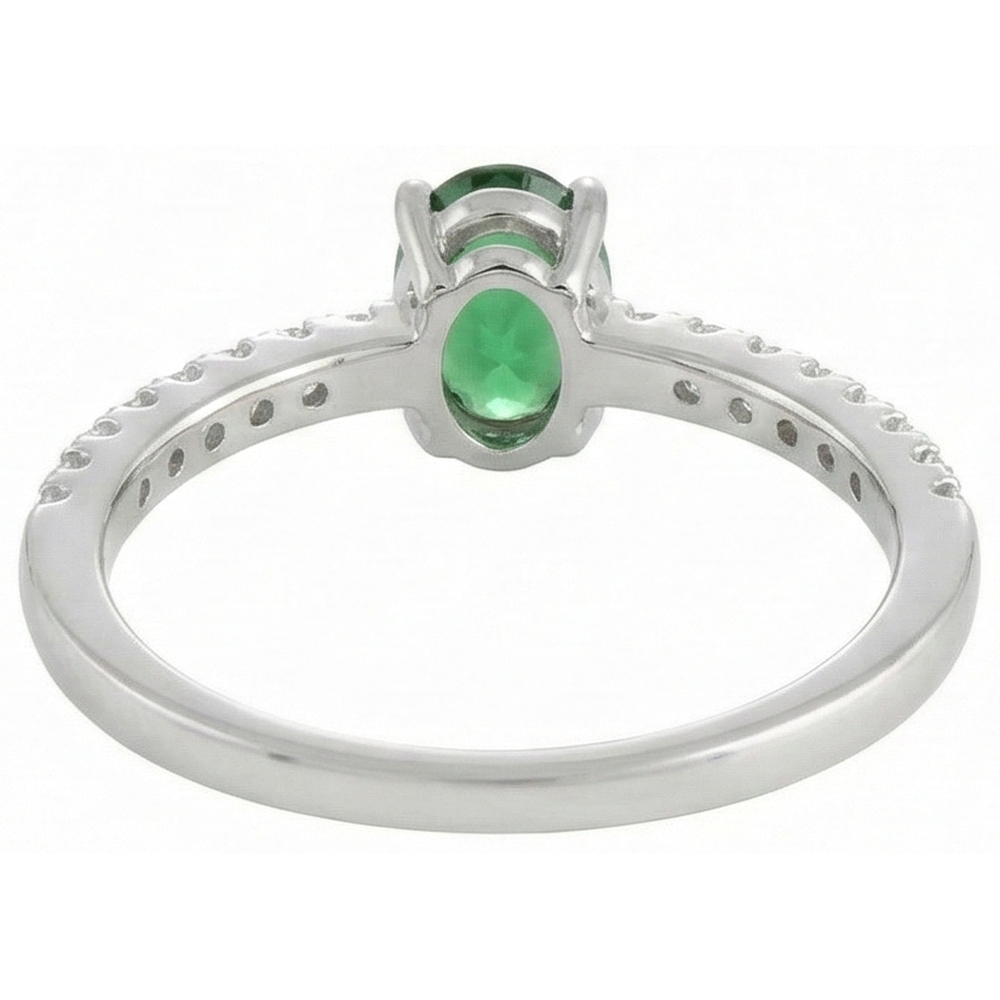 3.5 Ct Green Emerald And Natural Earth Mined Diamond Wedding Ring