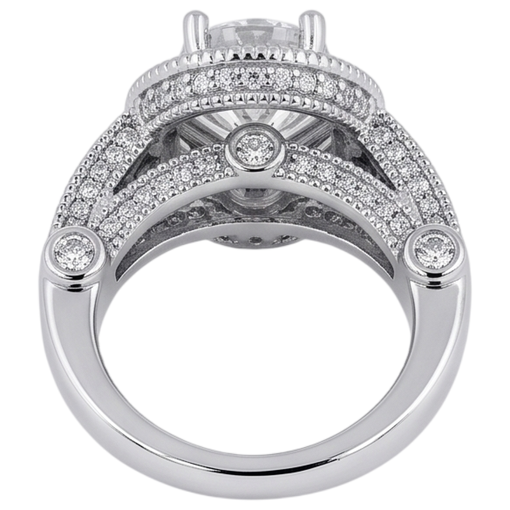 3.50 Carat Real Natural Earth Mined DIAMOND ( NOT LAB GROWN ) Engagement Ring Luxurious Antique White Gold 14K