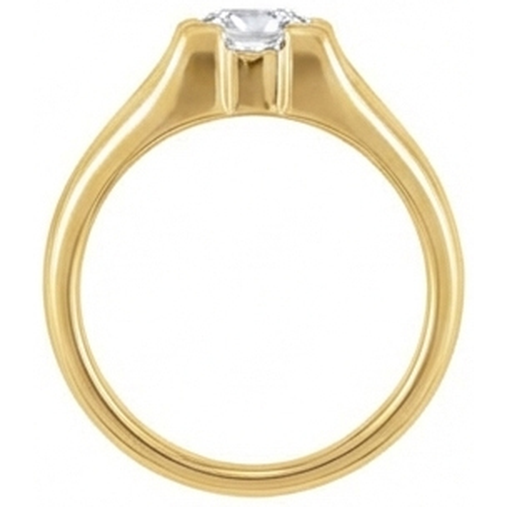 Fine Diamond Cushion Cut Single Stone Ring in 14K Yellow Gold – profile view