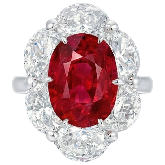 3.60 Ct Oval Cut Ruby Natural Earth Mined Diamond Ring New