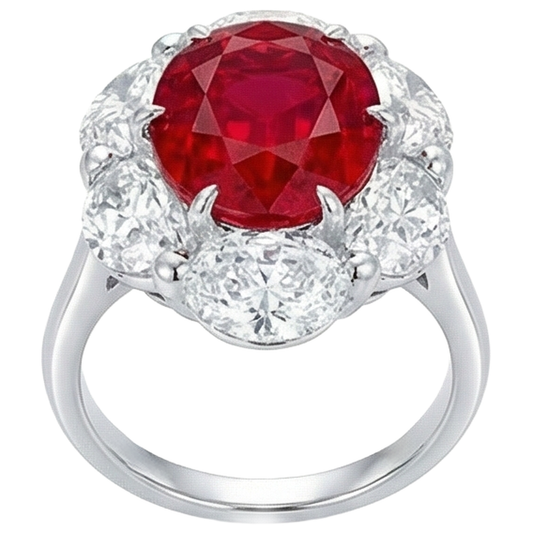 3.60 Ct Oval Cut Ruby Natural Earth Mined Diamond Ring New