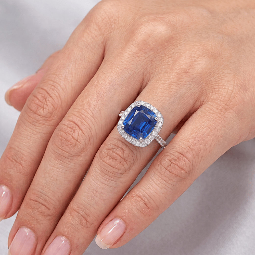 3 Carat Cushion Cut Natural Sapphire Ring