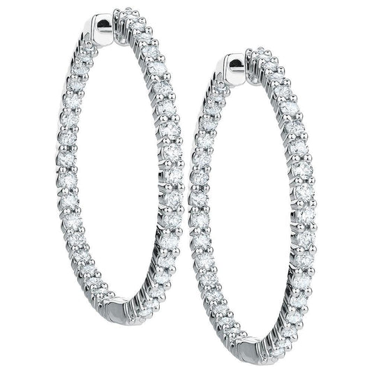 3 Carat Genuine Real Diamond Hoop Earrings