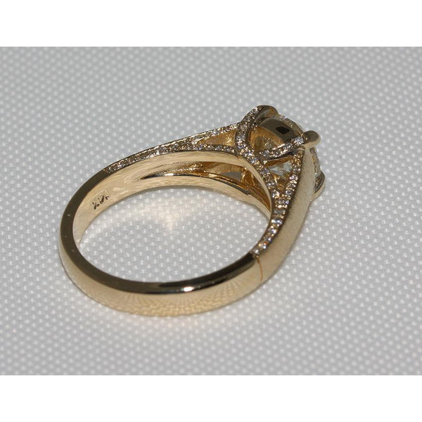3 Carat Natural Diamond Finish Micro Pave Ring Yellow Gold New
