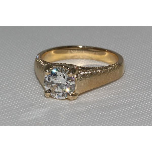 3 Carat Natural Diamond Finish Micro Pave Ring Yellow Gold New