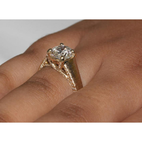 3 Carat Natural Diamond Finish Micro Pave Ring Yellow Gold New