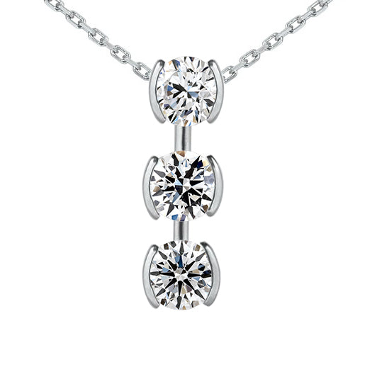 3 Carat Real Natural Earth Mined Diamond Journey Pendant Half Bezel Set 3 Stone Jewellery
