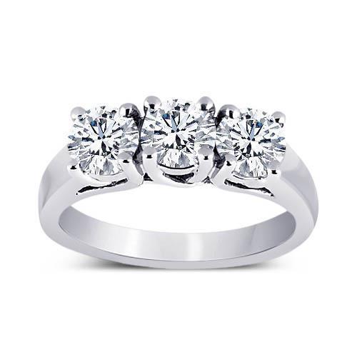 3 Carat Round Natural Earth Mined Diamonds Wedding Anniversary Ring 3 Stone Jewellery