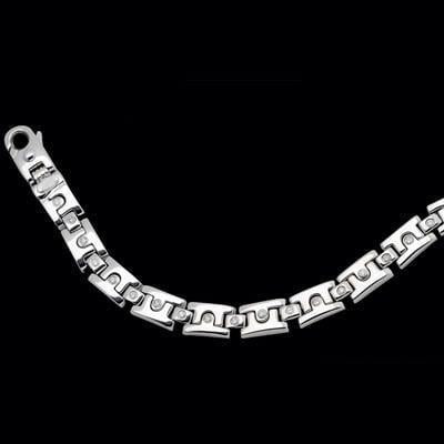 3 Carats Genuine Diamond Mens Block Link Bracelet White Gold 14K