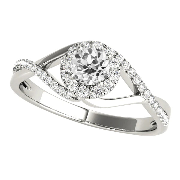 3 Carats Halo Wedding Ring Round Old Miner Real Diamond Infinity Style