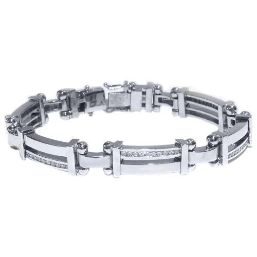 3 Carats Men Genuine Diamond Bracelet Beautiful White Gold Jewelry