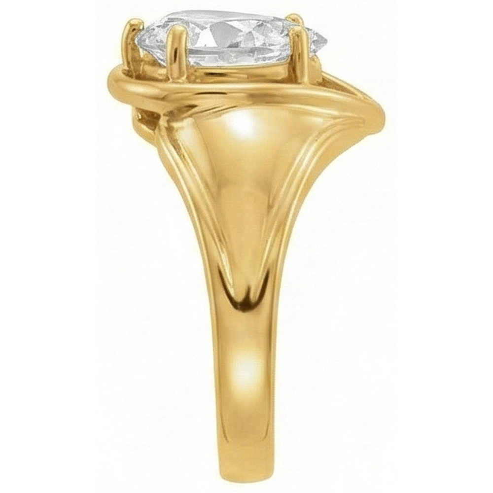 Antique Cushion Brilliant Diamond ring in 14K Yellow Gold – side view