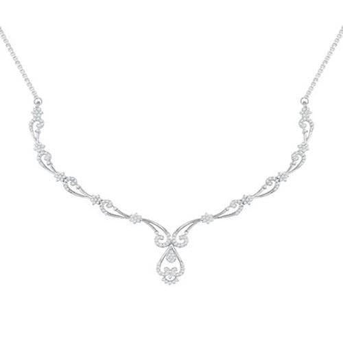 3 Carats Round Cut Real Diamond Women Necklace Fine Gold Jewelry