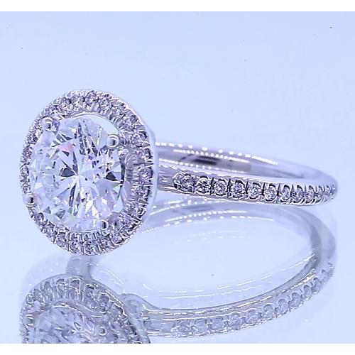 3 Carats Round Natural Diamond Halo Engagement White Gold