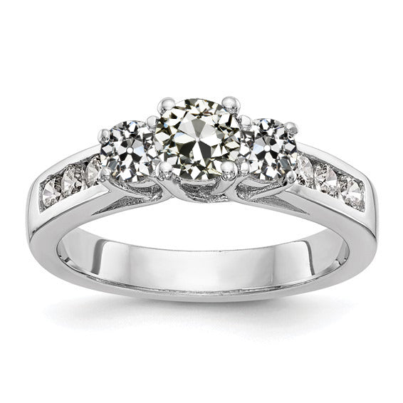 3 Carats Round Old Miner Real Diamond Engagement Ring Basket Channel Set