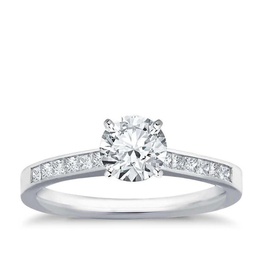 3 Carats Sparkling Real Diamond Ring With Accents 14K White Gold