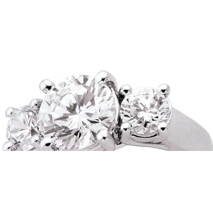 3 Carats Three Stone Round Natural Diamond Engagement Ring