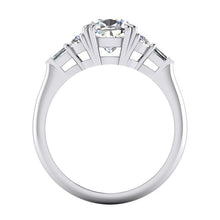 3 Ct Cushion Cut Half Moons Baguette Diamond Ring Excellent Cut 18K