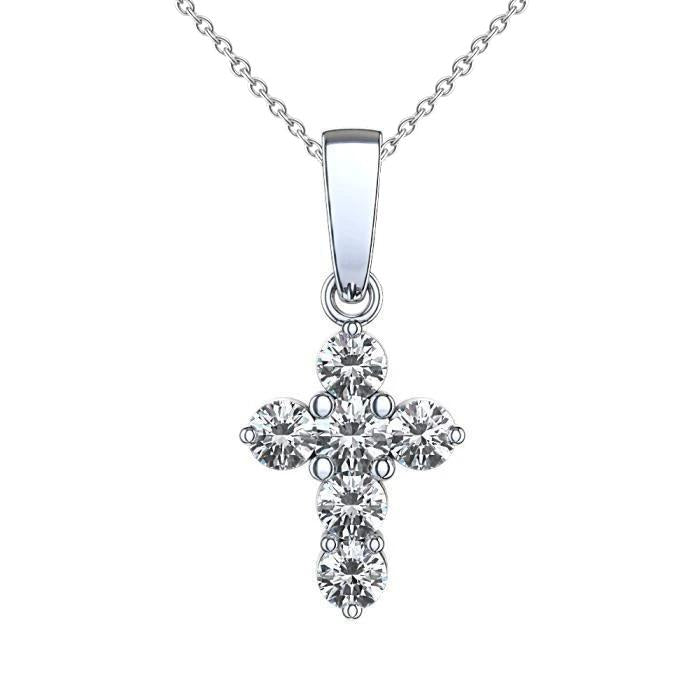 3 Ct Gorgeous Round Brilliant Cut Natural Diamonds Cross Pendant Necklace