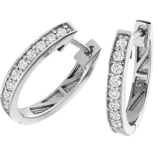 3 Ct Prong Set Round Cut Natural Diamonds Hoop Earrings White Gold 14K
