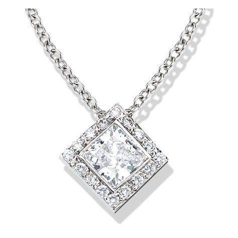 3 Ct Round And Princess Natural Cut Diamond Pendant