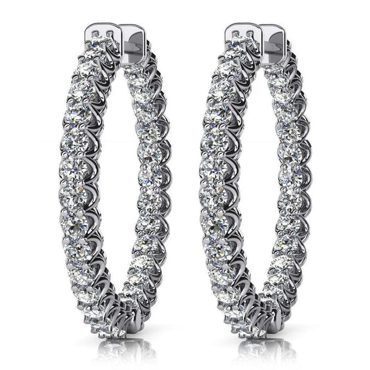 3 Ct Round Brilliant Cut Natural Diamonds Ladies Hoop Earrings