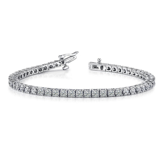 3 Ct Round Brilliant Cut Real Diamond Tennis Bracelet White Gold Jewelry