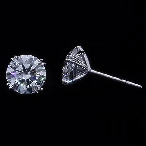 3 Ct Solitaire Round Cut Real Diamond Studs Earring White Gold Women