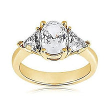 3 Stone 2.71 Ct. Big Real Diamond Yellow Gold Fancy Ring New