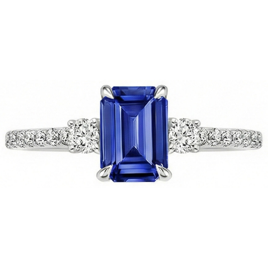 natural emerald sapphire 4.25ct ring top view