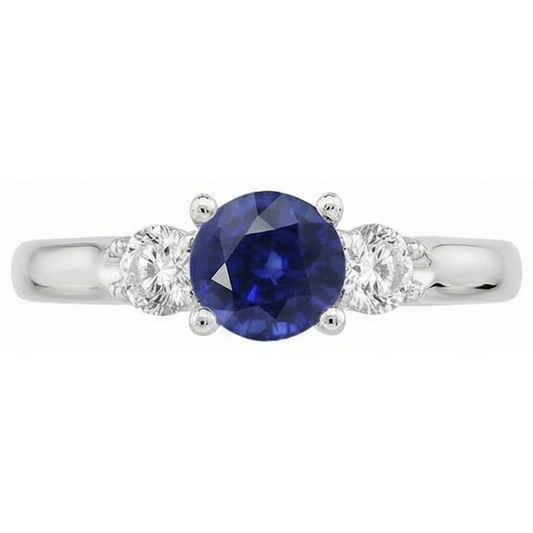 natural round sapphire 1.75ct ring side angle