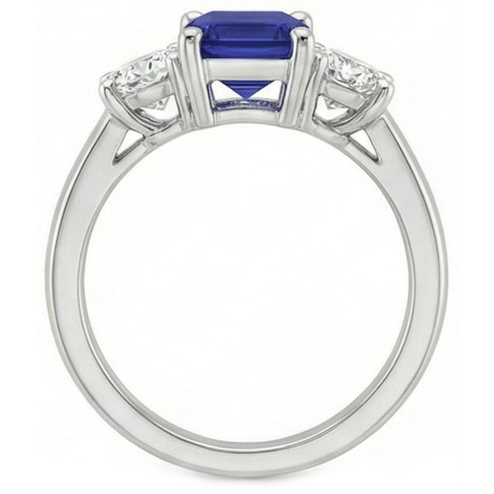 natural emerald sapphire 2.50ct ring on white background
