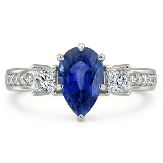 natural round sapphire 3.50ct ring side angle