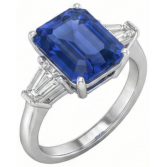 3 Stone Cornflower Sapphire Ring