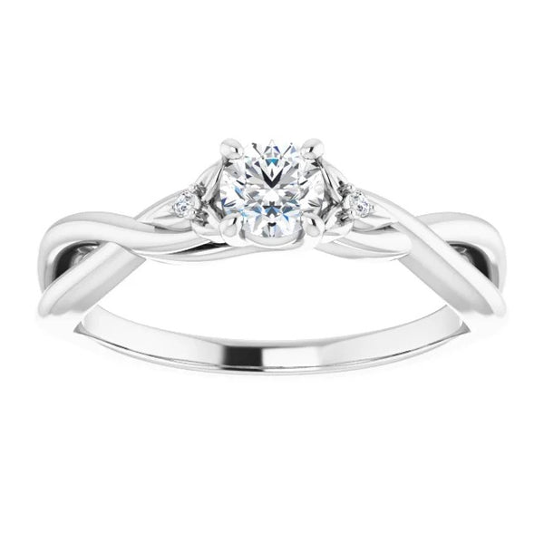 3 Stone Diamond Engagement Ring Real 0.54 Carats Twist Style Women Jewelry