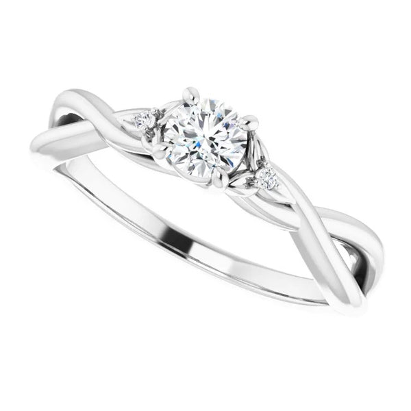 3 Stone Diamond Engagement Ring Real 0.54 Carats Twist Style Women Jewelry