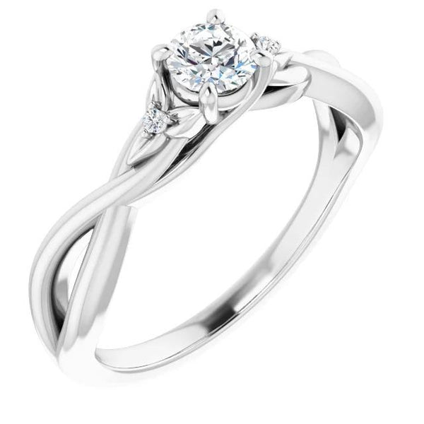 3 Stone Diamond Engagement Ring Real 0.54 Carats Twist Style Women Jewelry
