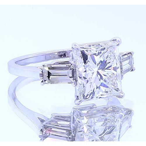3 Stone Engagement Ring Princess Cut Genuine Diamond