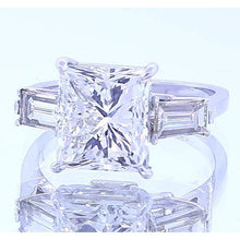 Engagement Ring Princess Cut Genuine Diamond 3 Carats Jewelry