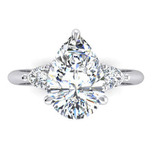 3 Stone Genuine Pear Engagement Ring 3.30 Ct. White Gold 14K