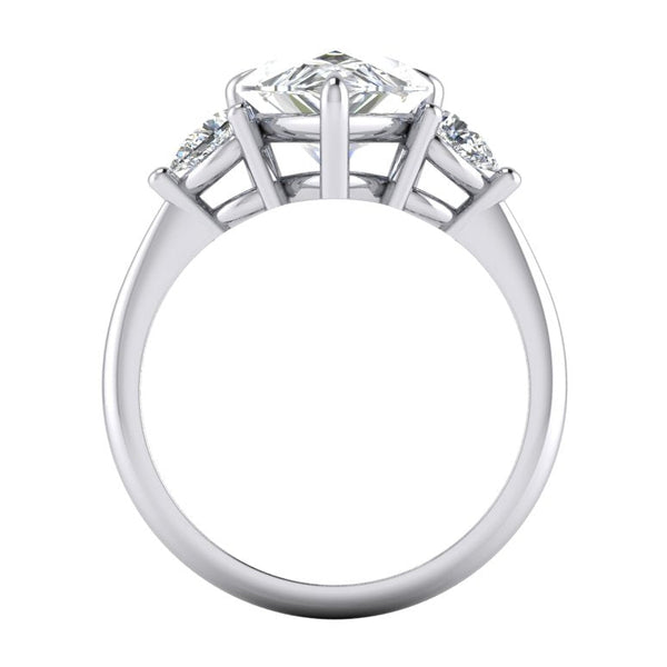 3 Stone Genuine Pear Engagement Ring 3.30 Ct. White Gold 14K
