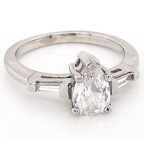 3 Stone Natural Diamond Engagement Ring 1.50 White Gold 14K