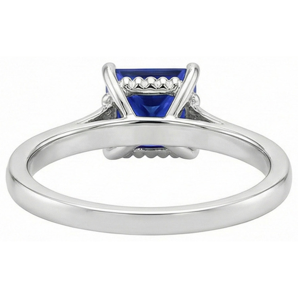 3 Stone Natural Earth Mined Diamond And Princess Cut Sri Lankan Sapphire Ring 3.75 Carats