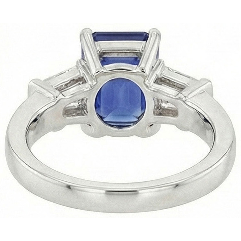 natural emerald sapphire 2.50ct ring on white background