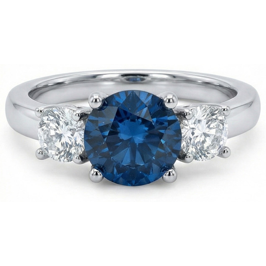 natural round sapphire 4ct ring side angle