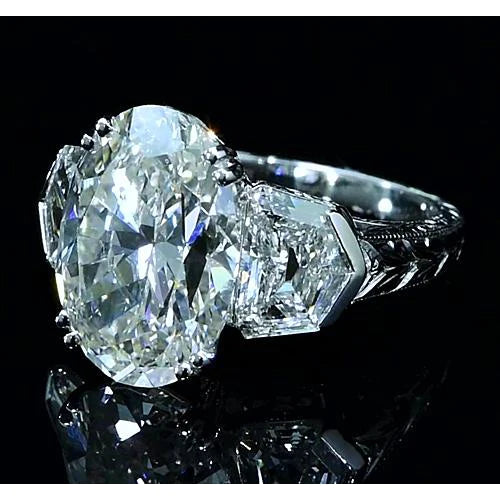 3 Stone Real Diamond Engagement Ring 8 Carats Vintage Style Jewelry New