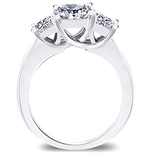 3 Stone Real Diamond Engagement Ring Princess Diamond 1.81 Carat