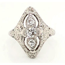 3 Stone Ring Old Miner Antique Style 1.75 Carats Natural Earth Mined Diamond Filigree Ring